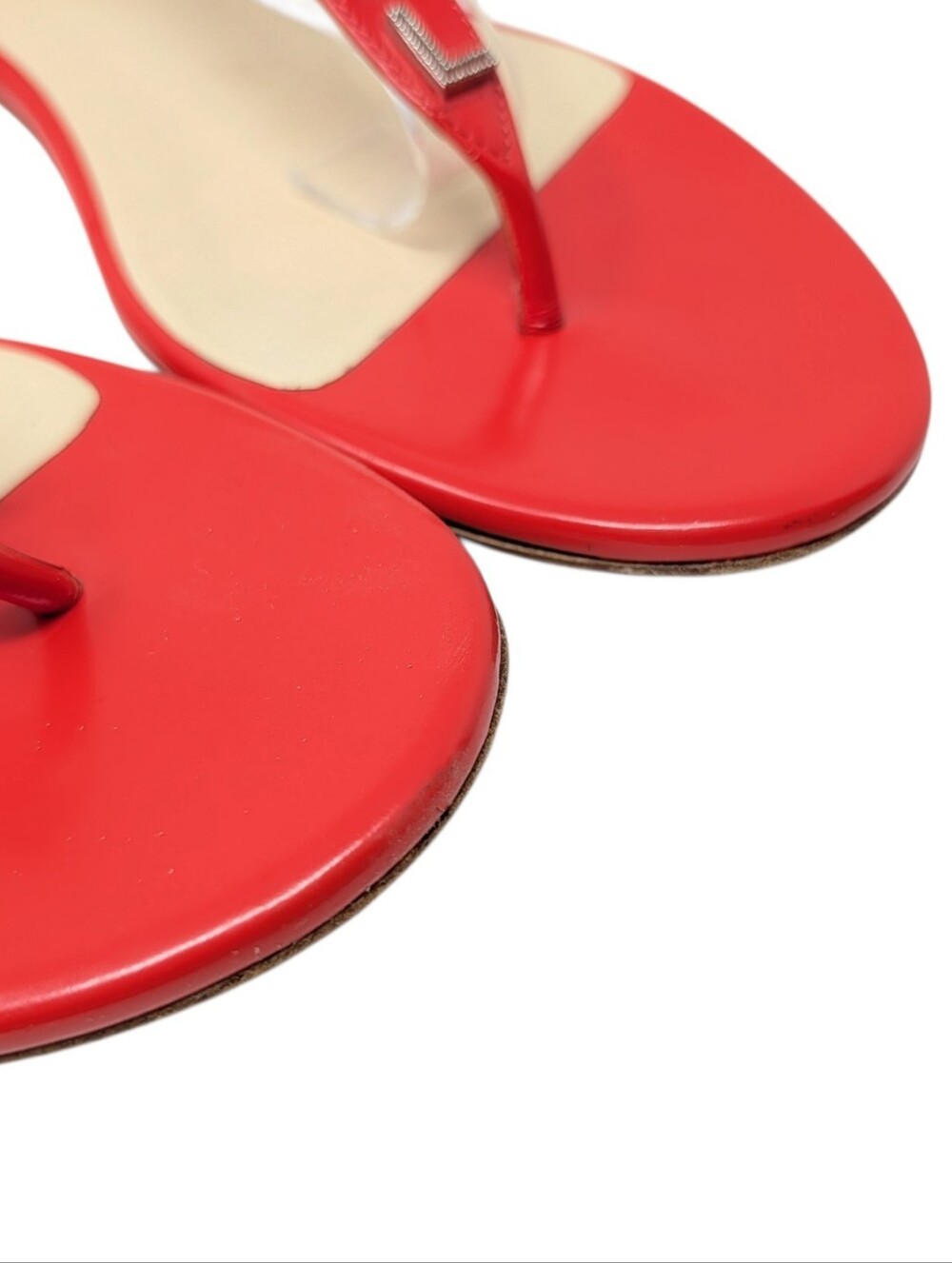 Chanel Red "CHANEL" Logo Slingback T-Strap Thong Sandals Size EU 41 - Picture 9 of 15